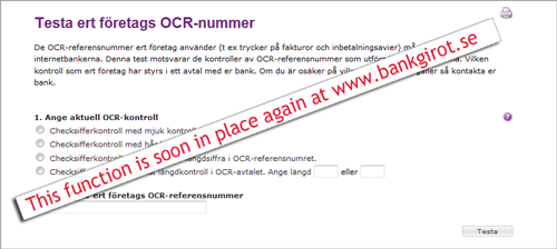 Test of OCR-number soon in place again